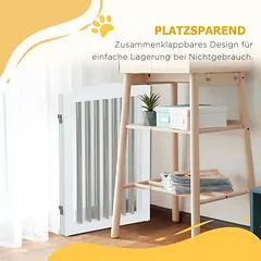 Sulankstoma laisvai pastatoma šunų užtvara, keičiamos formos, šunims iki 20 kg, 154 x 80 x 30 cm, balta — 5 nuotrauka