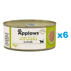 APPLAWS Cat Adult Tuna with Seaweed in Broth tunas su jūros dumbliais sultinyje 6x70 g