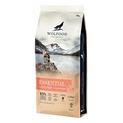 WOLFOOD Essential Extra Salmon sausas maistas suaugusiems ir jautriems šunims su lašiša, 14 kg