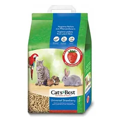 Cats Best Kočkolit Jahoda natūralus granulių kraikas su braškių kvapu katėms ir graužikams, 10 l / 5.5 kg