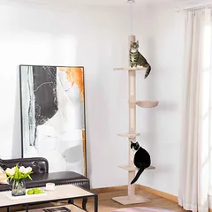 Kačių drąskyklė PawHut 40x34x260cm., smėlio spalvos — 2 nuotrauka