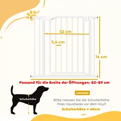 Apsauginiai varteliai laiptams ir durims, be gręžimo, su automatiniu uždarymu, plienas, 76–88 x 76 cm, balti — 3 nuotrauka