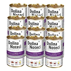 Konservai šunims su triušiena ir spanguolėmis Dolina Noteci Premium, 12 x 400 g