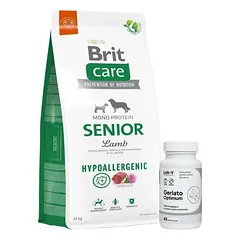 BRIT CARE Hypoallergenic Senior Lamb 12kg + LAB-V Geriato Optimum - senjorų sveikata šunims ir katėms 45 kapsul