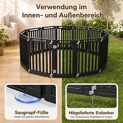 Gyvūnų aptvaras iš HDPE plokščių, juodos ir baltos spalvos, 53,3 × 80 cm — 3 nuotrauka