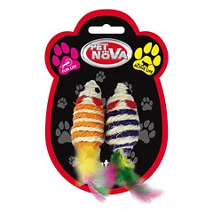 PET NOVA Pelė žaislas katėms 7x3 cm, 2 vnt rinkinys