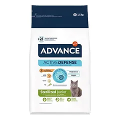 Advance Young Sterilized sausas maistas sterilizuotiems jauniems katėms su vištiena ir ryžiais, 1.5 kg