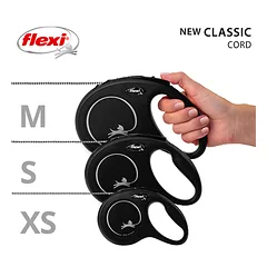 FLEXI pavadėlis šuniui New Classic S virvinis,8m, juodas — 5 nuotrauka
