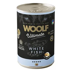 WOOLF ULTIMATE WHITE FISH WITH POTATOE begrūdžiai konservai šunims su balta žuvimi 400g