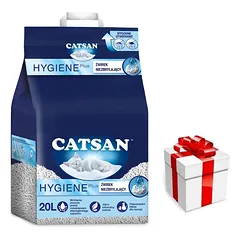 CATSAN Hygiene Plus 20l - natūralus kačių kraikas  + STAIGMENA KATEI