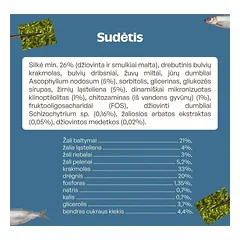 Visų veislių suaugusių baltakailių šunų begrūdis pašaro papildas - skanėstai su silke, 150 g — 5 nuotrauka