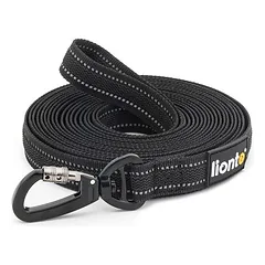lionto Schleppleine gummiert, Handschlaufe, 360°-Karabiner, reflektierend