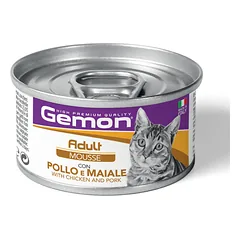 Konservuotas pašaras katėms GEMON Wet Cat Mousse Adult Chicken/Pork 85g