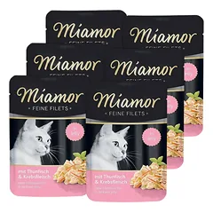 Miamor Feine Filets - drėgnas kačių maistas tunų filė su krabais 6x100g