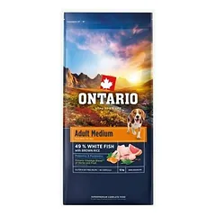 Ontario Dog Adult Medium White Fish with Brown Rice 12 kg