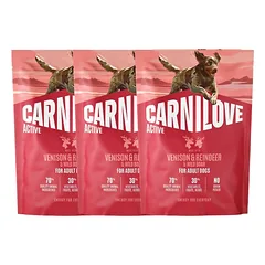 CARNILOVE Active Dog Venision and Reindeer Adult 3x1,5 kg elniena, šerniena ir šernas, suaugusiems šunims