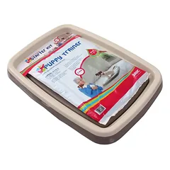 Žemas plastikinis tualetas šuniukams su itin sugeriančiais kilimėliais M