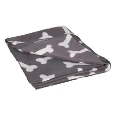 Flamingo Fleece Blanket Bones - minkštas poliarinis apklotas šunims - pilkas