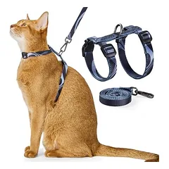 Verstellbares, ausbruchsicheres Katzengeschirr – weich, leicht – Grau