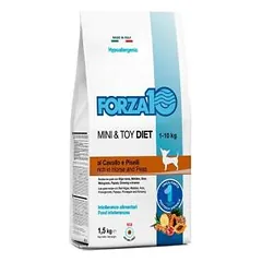 Forza10 Mini and Toy Diet Low Grain Horse and Peas dietinis, sausas maistas mažų veislių šunims, su maisto netoleravimu ir alergijomis, 1,5 kg