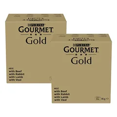 GOURMET Gold Mus 192x85g su jautiena, triušiu, aviena ir veršiena, drėgnas maistas katėms