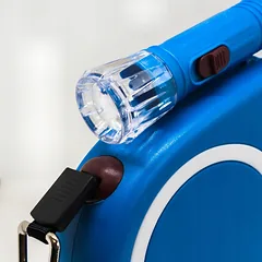 Automatinis pavadėlis šunims ir katėms, tvirtas diržas, 5 m, su stabdymu, iki 15 kg, LED žibintuvėlis — 4 nuotrauka