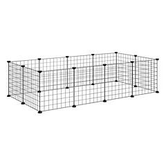 Metalinis grotelių aptvaras smulkiems gyvūnams, lanksčiai formuojamas, viduje ir lauke, 106 x 73 x 36 cm, juodas