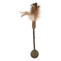 Magic Cat Natural Fun lazdelė su natūraliomis plunksnomis ir kamuoliukais 18 cm — 2 nuotrauka