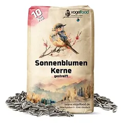 Vogelfood dryžuotos saulėgrąžų sėklos, paukščių maistas, 25 kg dryžuotų saulėgrąžų sėklų biro paukščių pašaras, Vogelfood — 2 nuotrauka