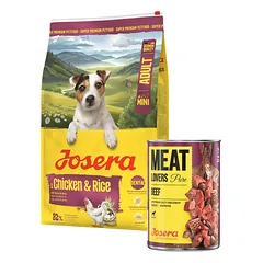 JOSERA Mini Adult Chicken and Rice 10kg glitimo neturintis maistas mažų veislių šunims + 800 g skardinė NEMOKAMAI