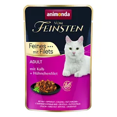 ANIMONDA Vom Feinsten Fines su filetais Suaugusiems Veršiena ir vištienos filė 85g drėgnas maistas katėms