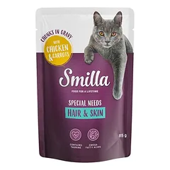 Smilla Hair & Skin drėgnas maistas katėms, kąsneliai su daržovėmis, maišeliai — 2 nuotrauka