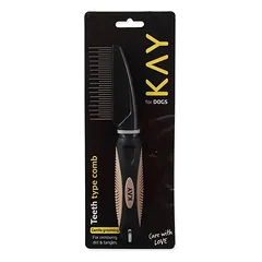 KAY Comb High And Low Teeth 21cm šukos gyvūnams su dviejų ilgių metaliniais dantukais — 2 nuotrauka