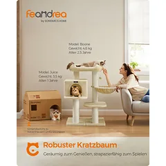 Kačių draskyklė 107 cm, storų stulpų, smėlio spalvos — 2 nuotrauka