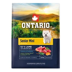 Ontario Senior Mini Lamb & Brown Rice sausas maistas senjorams mažų veislių šunims su aviena ir rudaisiais ryžiais, 2.25 kg