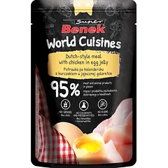 Super Benek World Cuisines visavertis maistas suaugusioms katėms. Olandiškas su vištiena kiaušinių drebučiuose 100