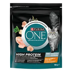 PURINA ONE High Protein Vištiena 900 g turtinga vištiena, sausa maistas katėms