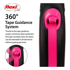 Flexi New Neon Tape juostinis, rožinis pavadėlis šunims, S, 5 m — 4 nuotrauka
