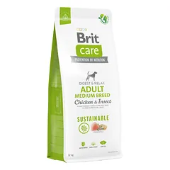 Brit Care Sustainable Adult Medium Breed Chicken&Insect sausas pašaras šunims su vištiena ir vabzdžiais
