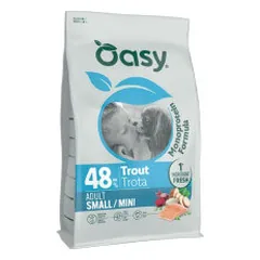 Oasy Monoprotein Adult Small/Mini sausas pašaras su upėtakiu mažų veislių šunims - Pet24