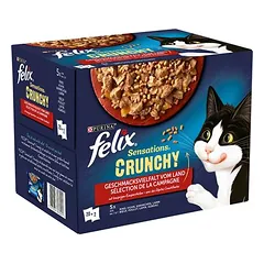 Felix „Sensations Crunchy“ maišeliai, drėgnas maistas katėms 20 x 85 g + 80 g priedas, 80 - 99 g — 2 nuotrauka