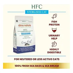 Almo Nature Cat HFC Our Best Sterilised su jūros ešeriu ir doradomis, sausas maistas katėms 1,2 kg — 2 nuotrauka