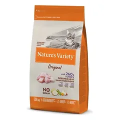 Nature’s Variety No Grain Sterilized Cat su kalakutiena – sausas maistas sterilizuotoms katėms, 1,25 kg