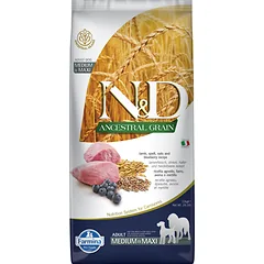 FARMINA N&D Ancestral Grain Dog Adult Medium/Maxi Breed Lamb, Spelt, Oats, Blueberry 12 kg