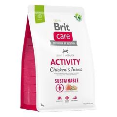 BRIT CARE Dog Sustainable Activity chicken insekt aktyviems suaugusiems šunims su vištiena ir vabzdžiais 3 kg