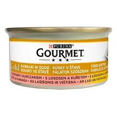 GOURMET Gold Lašiša ir vištiena kačių maisto padaže, 12 x 85 g
