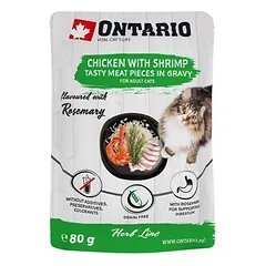 Ontario Herb Chicken with Shrimps – konservai katėms su vištiena ir krevetėmis, 80g