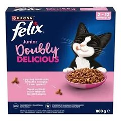 Felix „Dvigubai skanus“ maistas jaunikliams su vištiena, kalakutiena ir daržovėmis, 2–12 mėnesių, 800 g