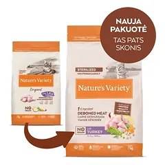 Nature’s Variety No Grain Sterilized Cat su kalakutiena – sausas maistas sterilizuotoms katėms, 7 kg