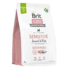 BRIT CARE Dog Sustainable Sensitive fish insekt suaugusiems šunims su žuvimi ir vabzdžiais 3 kg